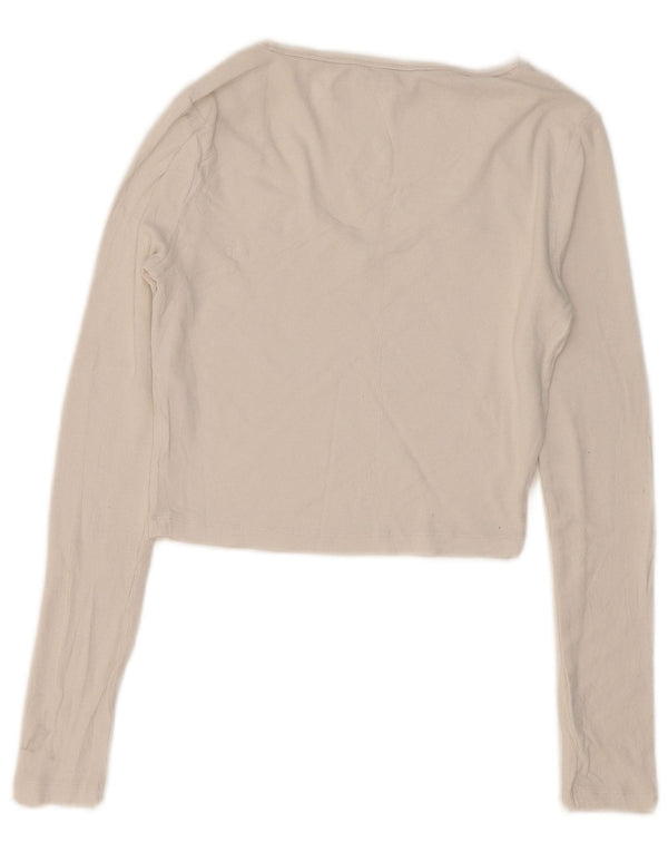 TOMMY HILFIGER Женский укороченный топ с длинным рукавом UK 8, маленький белый