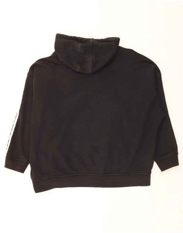 Женский джемпер с капюшоном оверсайз ADIDAS UK 16, большой черный хлопок