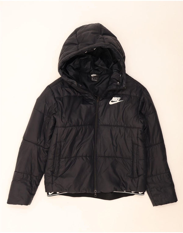 Женская утепленная куртка с капюшоном Nike UK 14, средний черный полиэстер