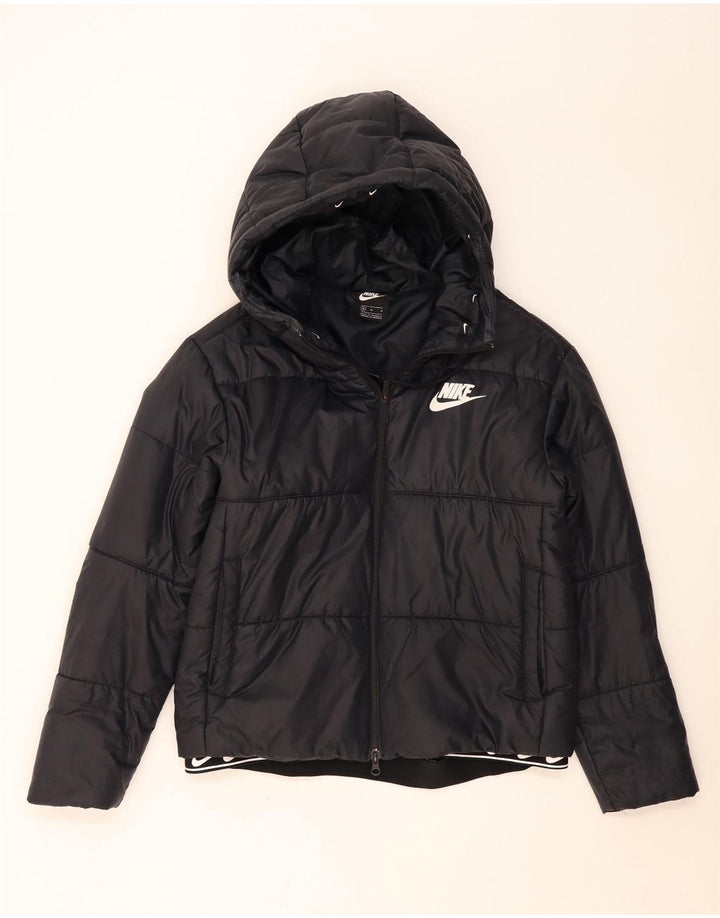 Женская утепленная куртка с капюшоном Nike UK 14, средний черный полиэстер