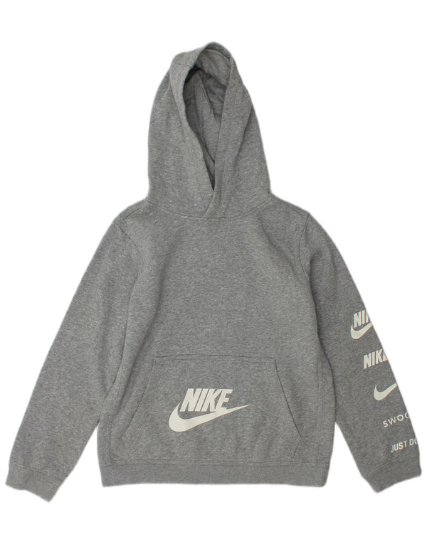 Джемпер с капюшоном Nike для мальчиков с графикой, 12–13 лет, большой серый хлопок с крапинками