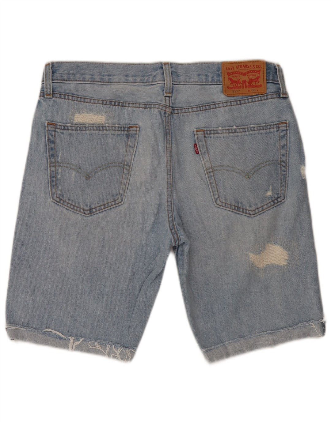 Мужские джинсовые шорты Levi's 511 Slim Fit с потертостями W33, средний синий хлопок