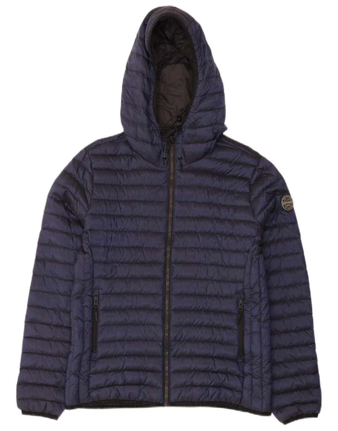 Женская утепленная куртка с капюшоном Superdry UK 16, большой темно-синий нейлон