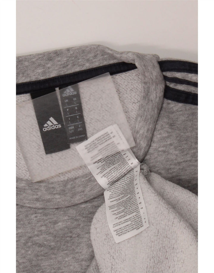 Мужской свитер Adidas, большой серый хлопковый джемпер в крапинку