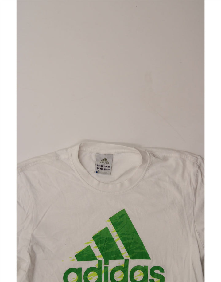 ADIDAS Mens Graphic T-Shirt Top Medium White Cotton Vintage Adidas and Second-Hand Adidas from Messina Hembry 