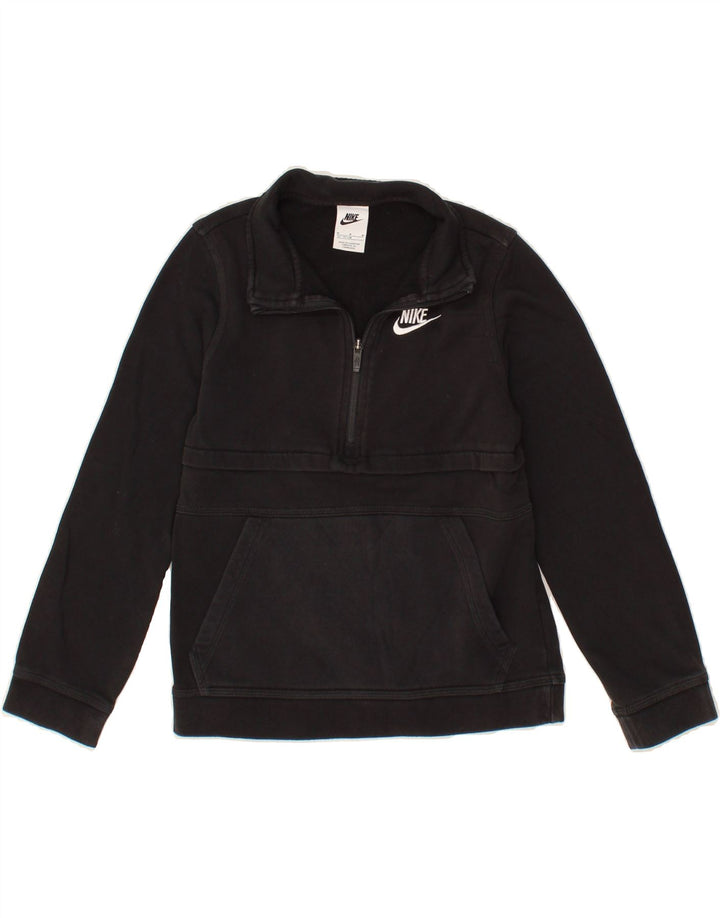 NIKE Boys Zip Neck Sweatshirt Jumper 10-11 Years Medium Black Vintage Nike and Second-Hand Nike from Messina Hembry 
