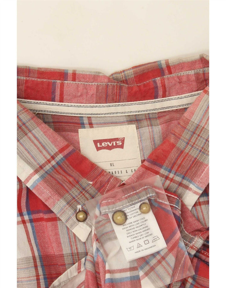 Мужская рубашка с коротким рукавом Levi's XL, хлопковая красная клетка