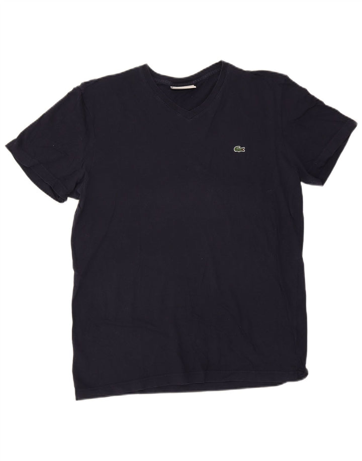 Lacoste Мужская футболка стандартного кроя, топ среднего размера, темно-синий, хлопок
