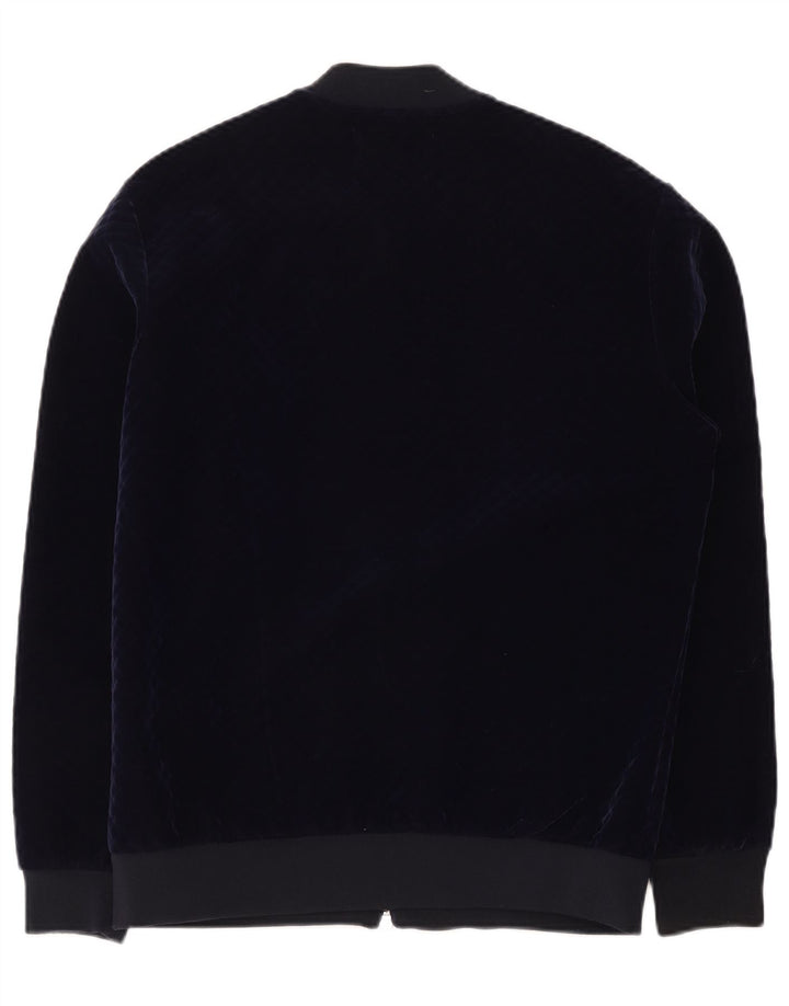 Мужская велюровая куртка-бомбер Zara UK 40, большая темно-синяя, полиэстер