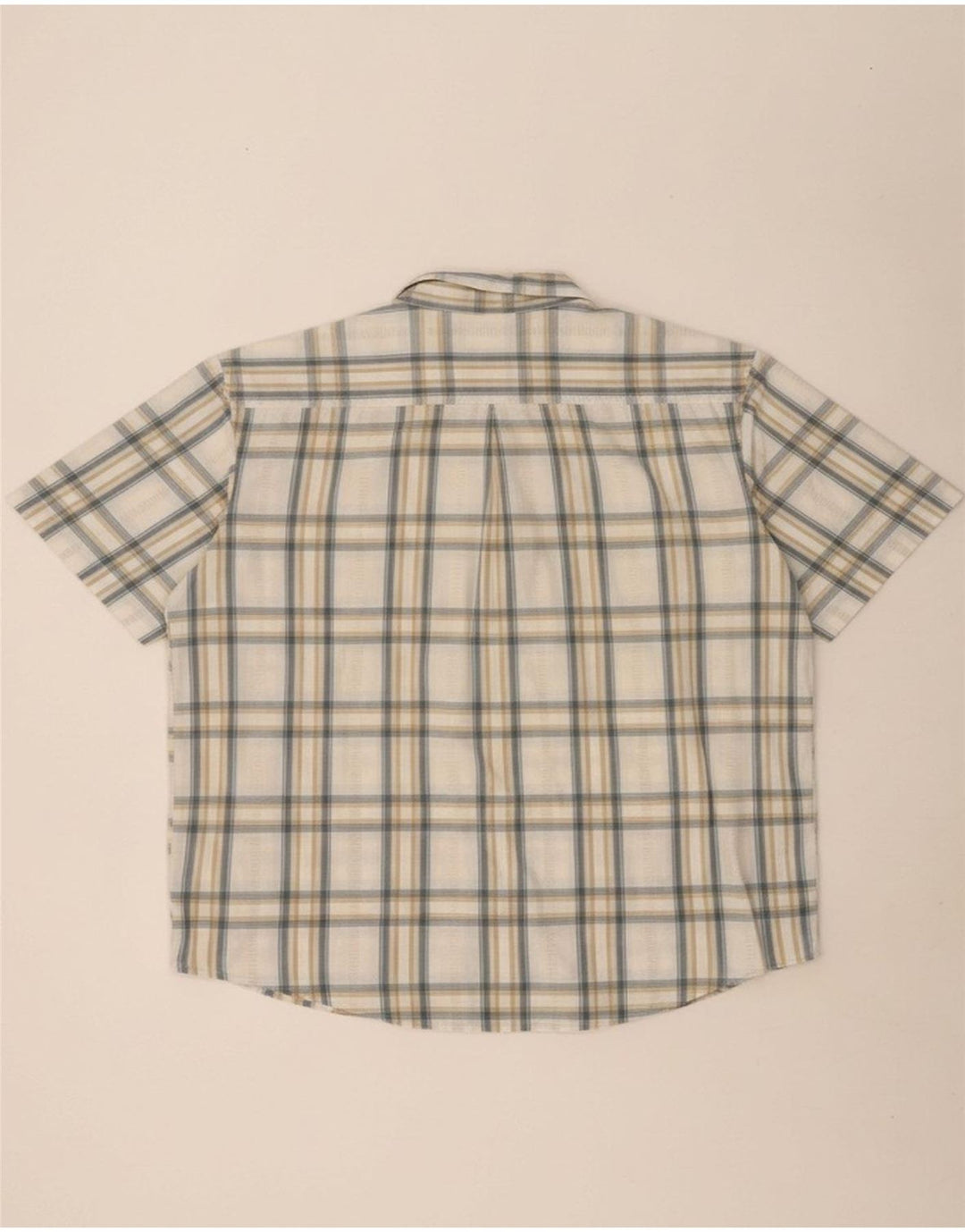WRANGLER Mens Short Sleeve Shirt XL Beige Check Cotton