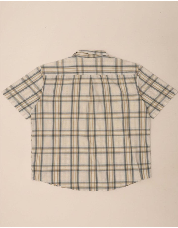 WRANGLER Mens Short Sleeve Shirt XL Beige Check Cotton