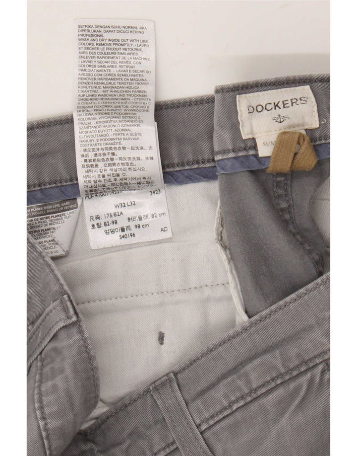 Мужские узкие брюки-чиносы Dockers W32 L29, серые, хлопковые