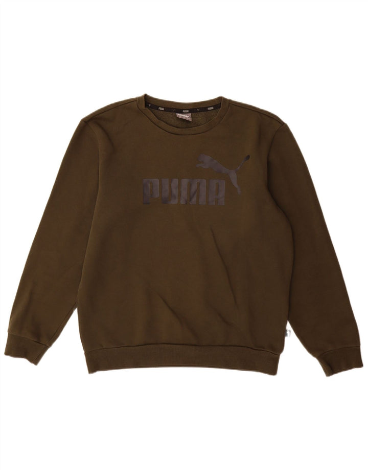 Мужской свитшот с рисунком Puma, маленький хлопковый джемпер цвета хаки