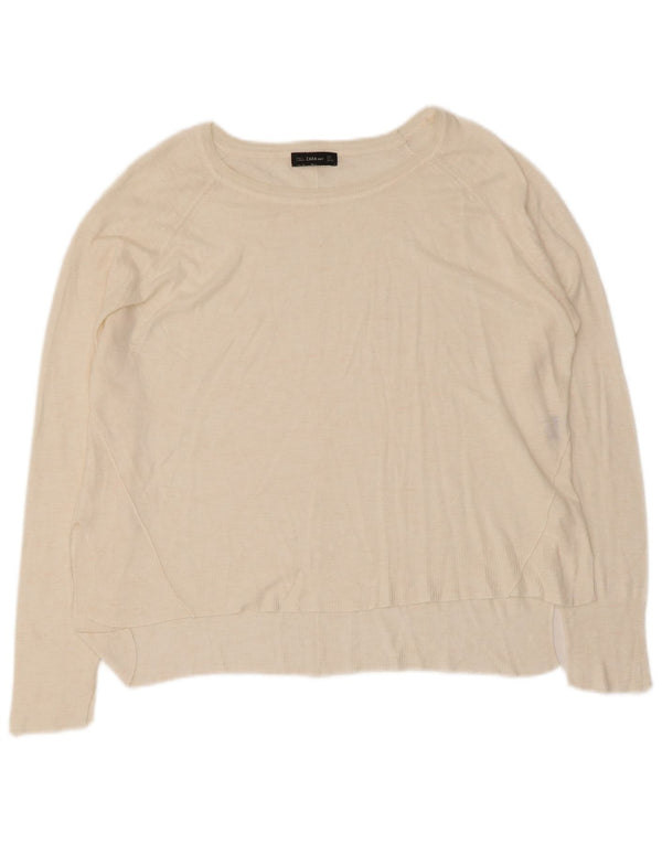 Zara Womens Boat Neck Jumper Sweater UK 16 Large Beige