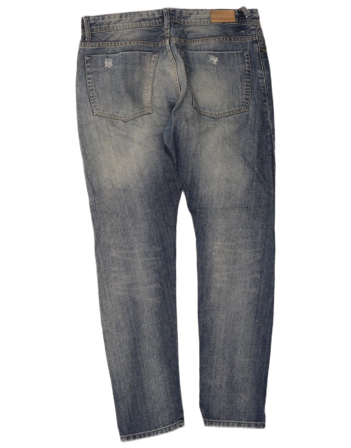Женские потертые узкие джинсы Zara EU 42, большие W32 L30, синие