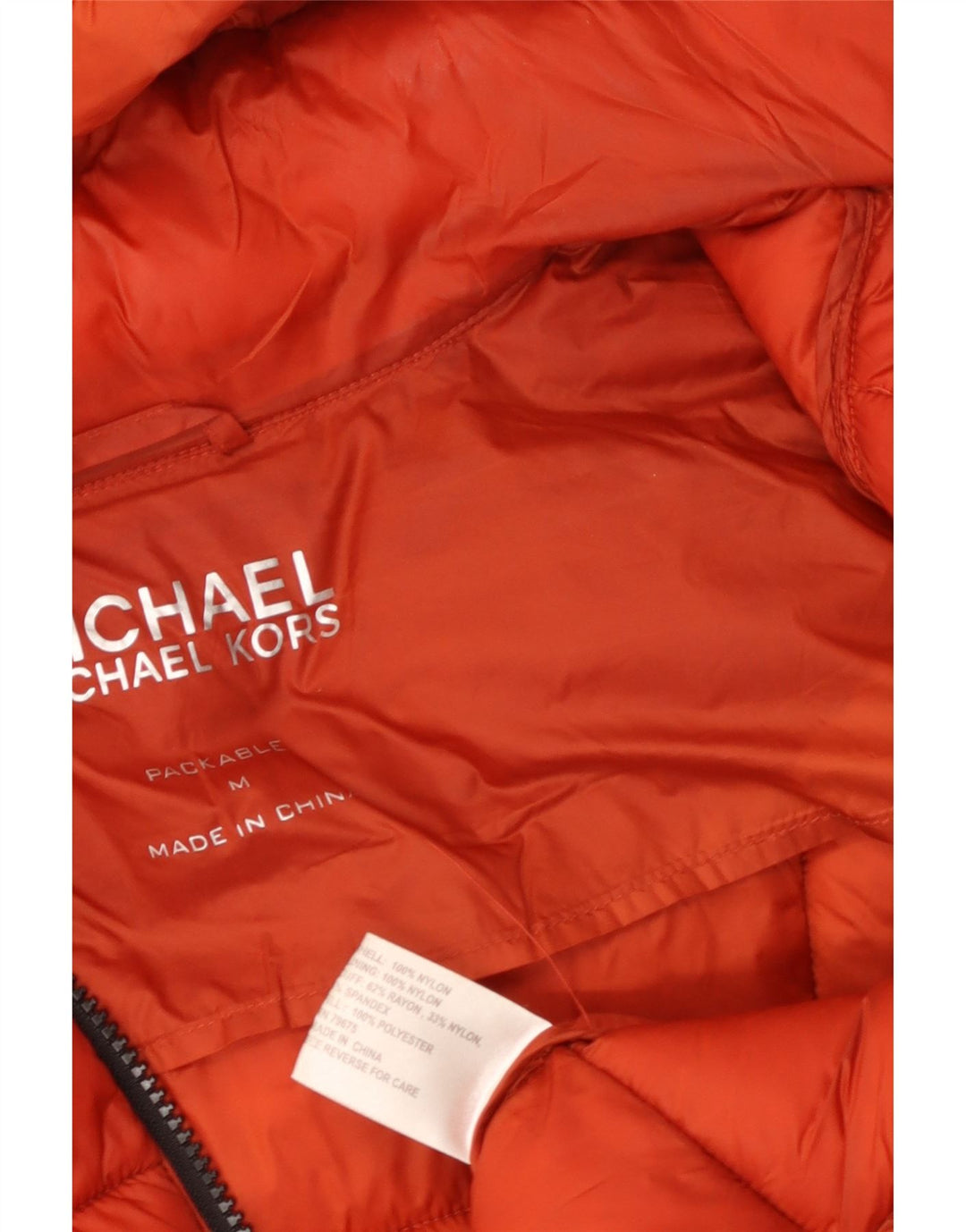 MICHAEL KORS Женское стеганое пальто с капюшоном UK 14 Medium Orange Nylon