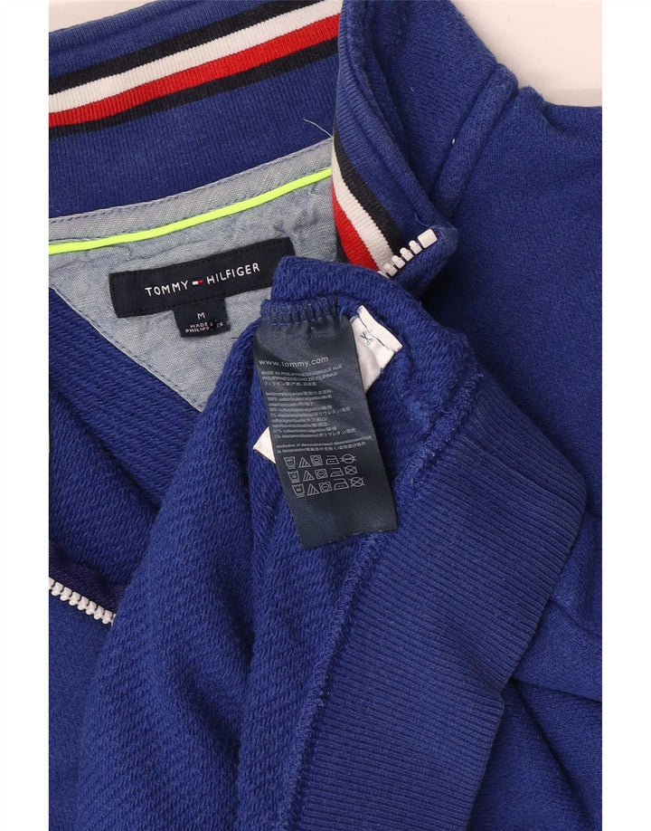 Мужской свитшот с воротником на молнии Tommy Hilfiger, хлопковый джемпер среднего синего цвета