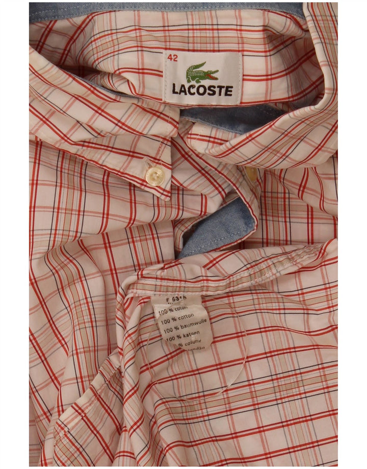 Мужская рубашка Lacoste, размер 42, большая хлопковая клетка в белую клетку