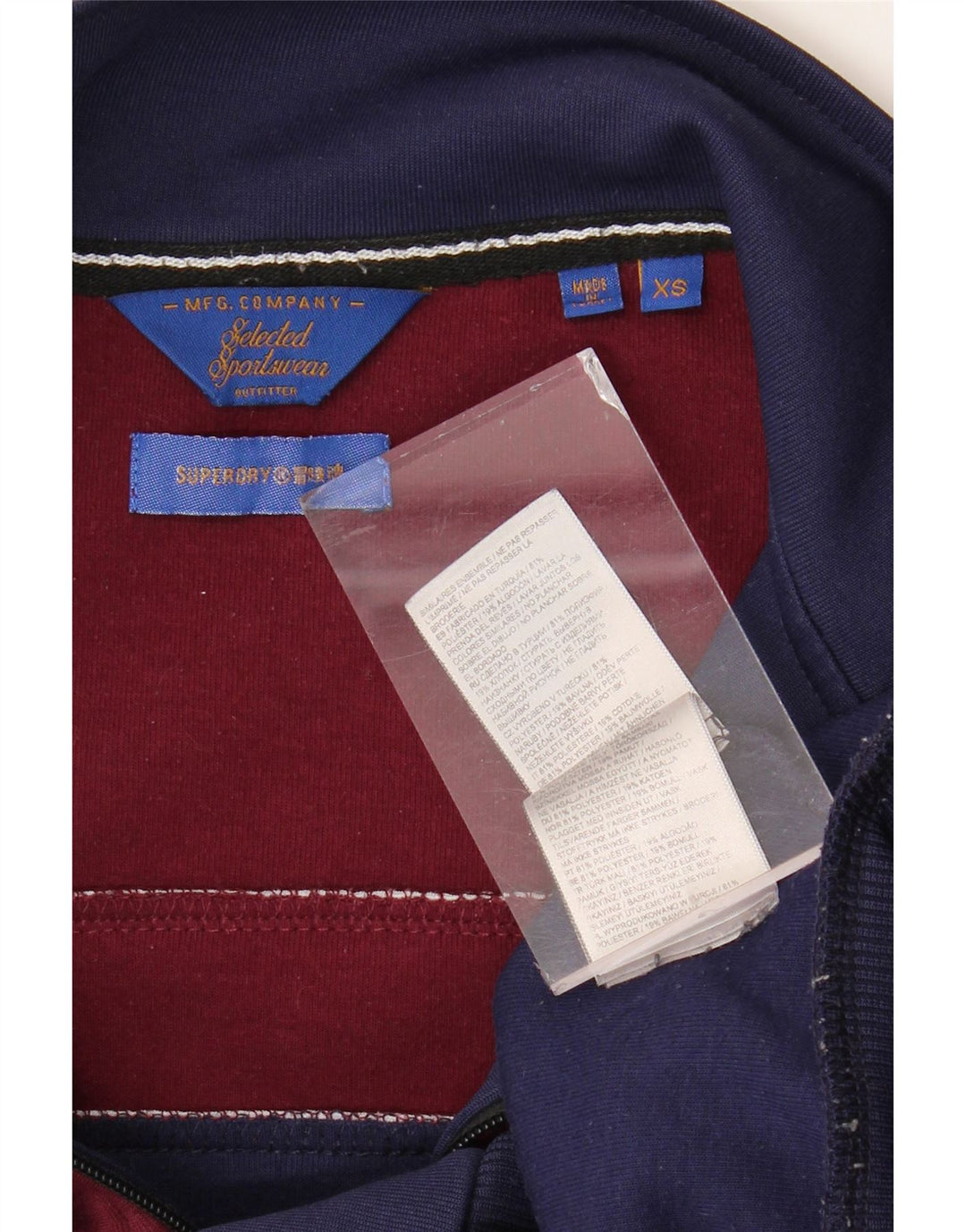 SUPERDRY Мужской спортивный костюм Верхняя куртка XS Темно-синий Полиэстер с цветными блоками