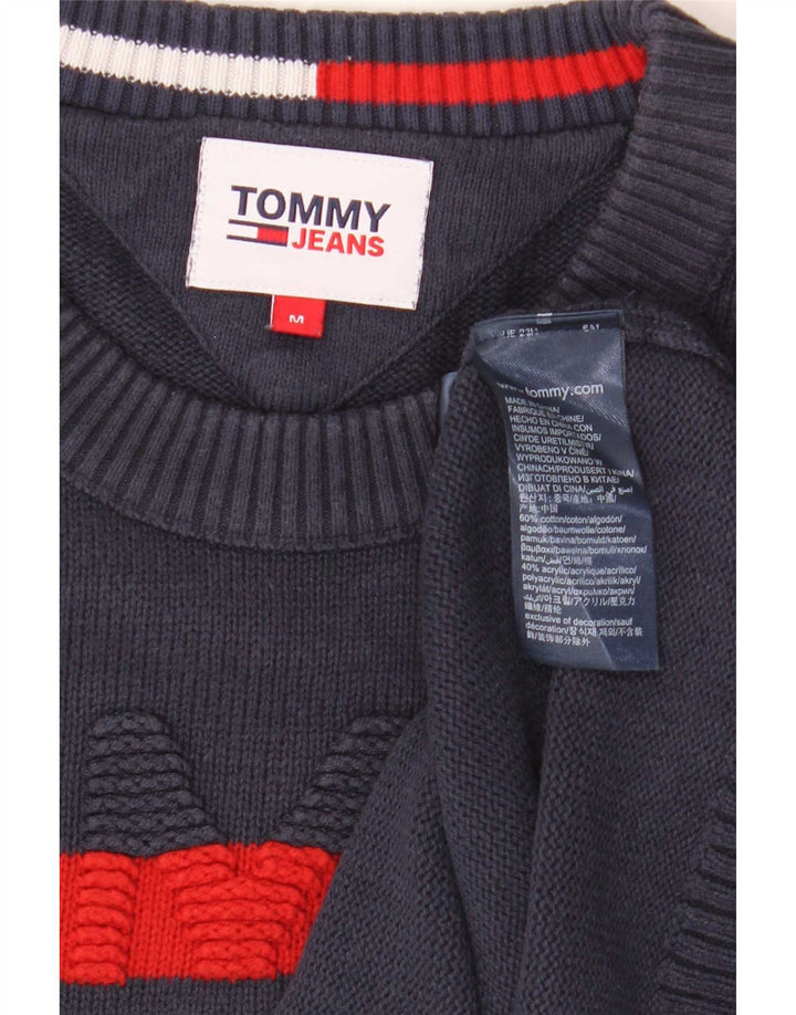 Мужской джемпер с круглым вырезом Tommy Hilfiger, средний темно-синий хлопковый свитер