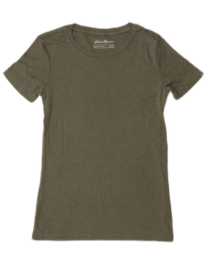 Женская футболка EDDIE BAUER Top UK 10 Small Khaki Cotton
