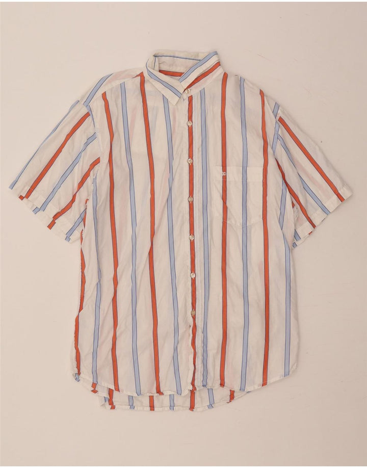 ENRICO COVERI Мужская рубашка с коротким рукавом, размер 42, большая белая полоска