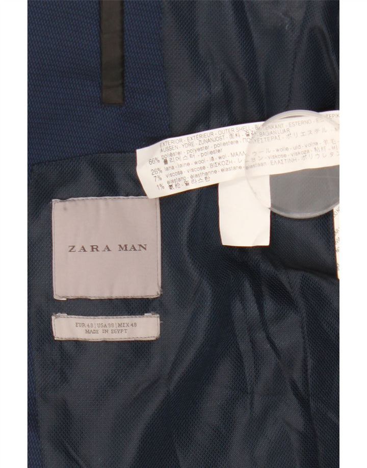 Мужской пиджак Zara на 2 пуговицах EU 48, средний темно-синий, полиэстер