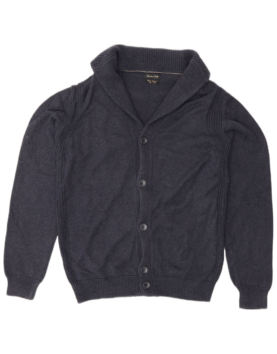 Мужской кардиган Massimo Dutti, средний темно-синий хлопковый свитер