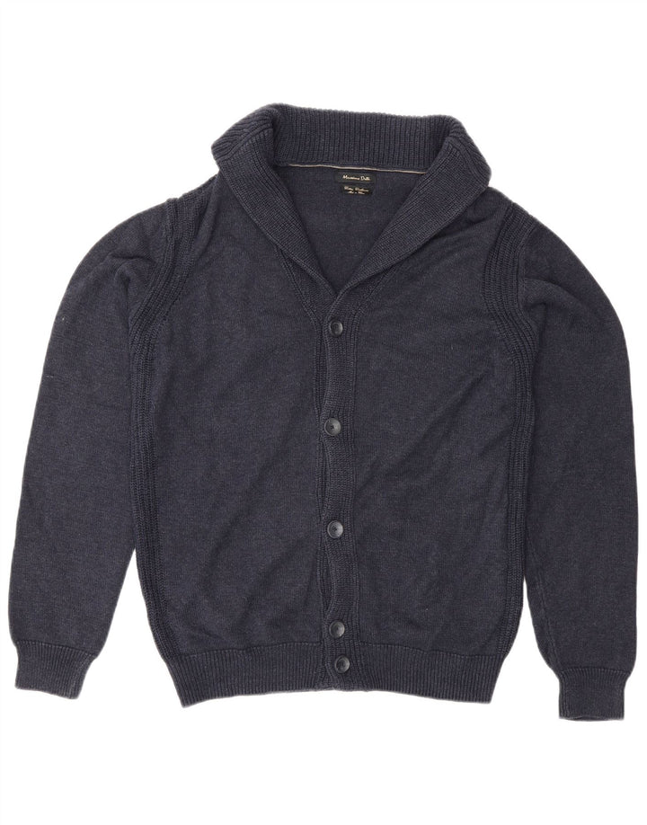 Мужской кардиган Massimo Dutti, средний темно-синий хлопковый свитер