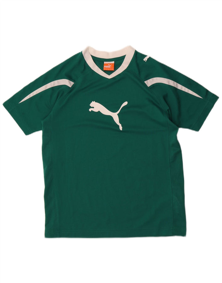 Футболка с рисунком PUMA для мальчиков, топ 13–14 лет, зеленый полиэстер