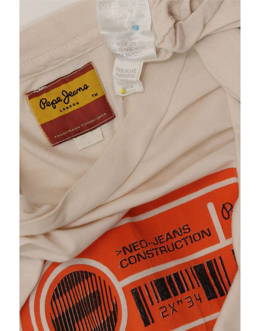 PEPE Jeans Мужская футболка с рисунком Топ среднего размера из белого хлопка