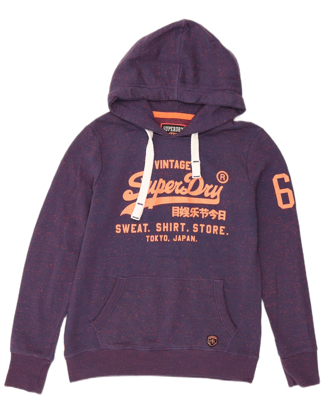 SUPERDRY Мужской джемпер с капюшоном с рисунком, средний фиолетовый, полиэстер с крапинками