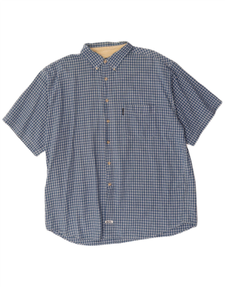 Мужская рубашка Ellesse с коротким рукавом XL, синяя клетка, хлопок