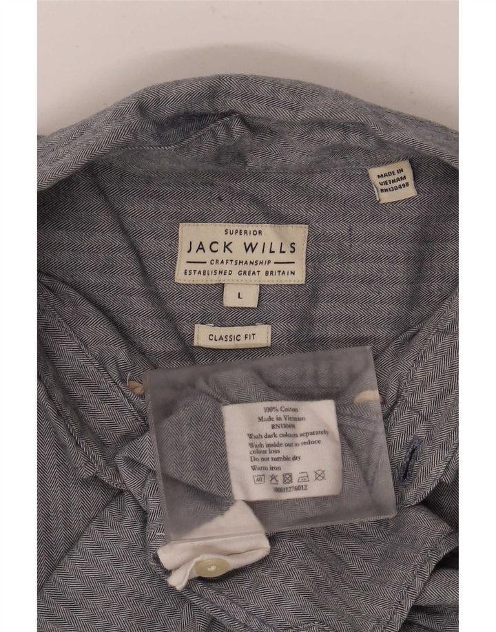 Мужская рубашка классического кроя Jack Wills, большая синяя хлопковая ткань с узором «в елочку»