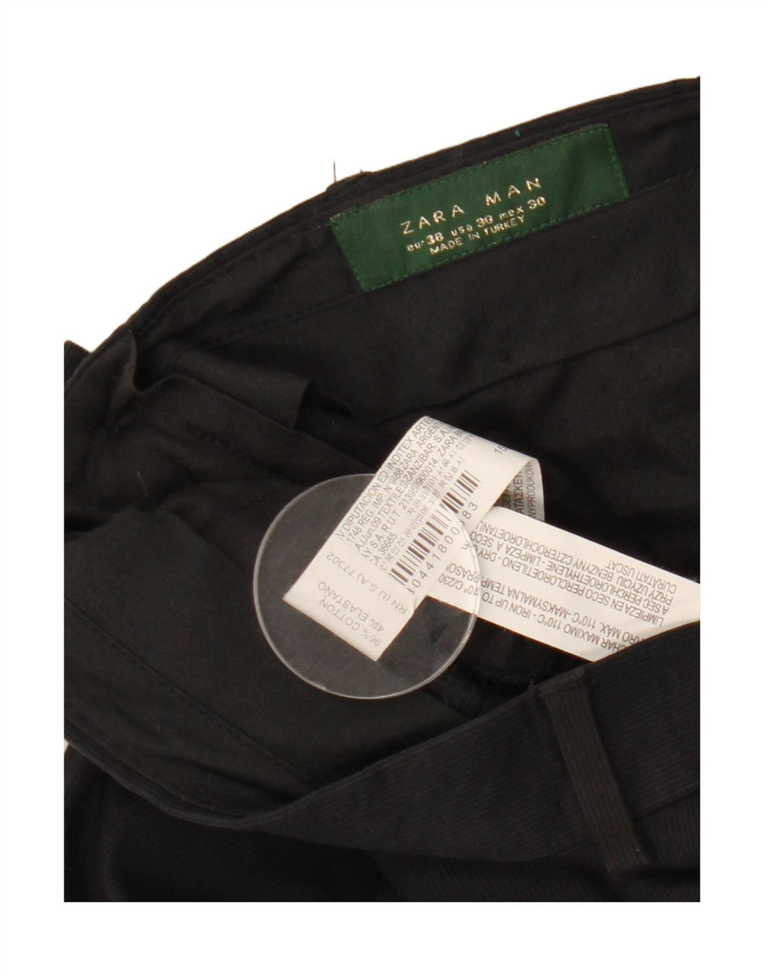 Мужские прямые брюки-чиносы ZARA EU 38, маленькие W30 L28, черные, хлопковые