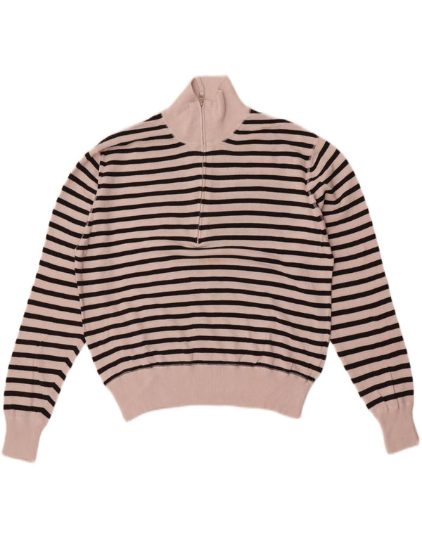 Женский джемпер с воротником на молнии Slam UK 14, хлопковый средний цвет в белую полоску