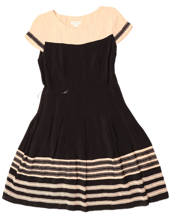 Monsoon Womens A-Line Dress UK 12 Medium Black Colourblock Viscose