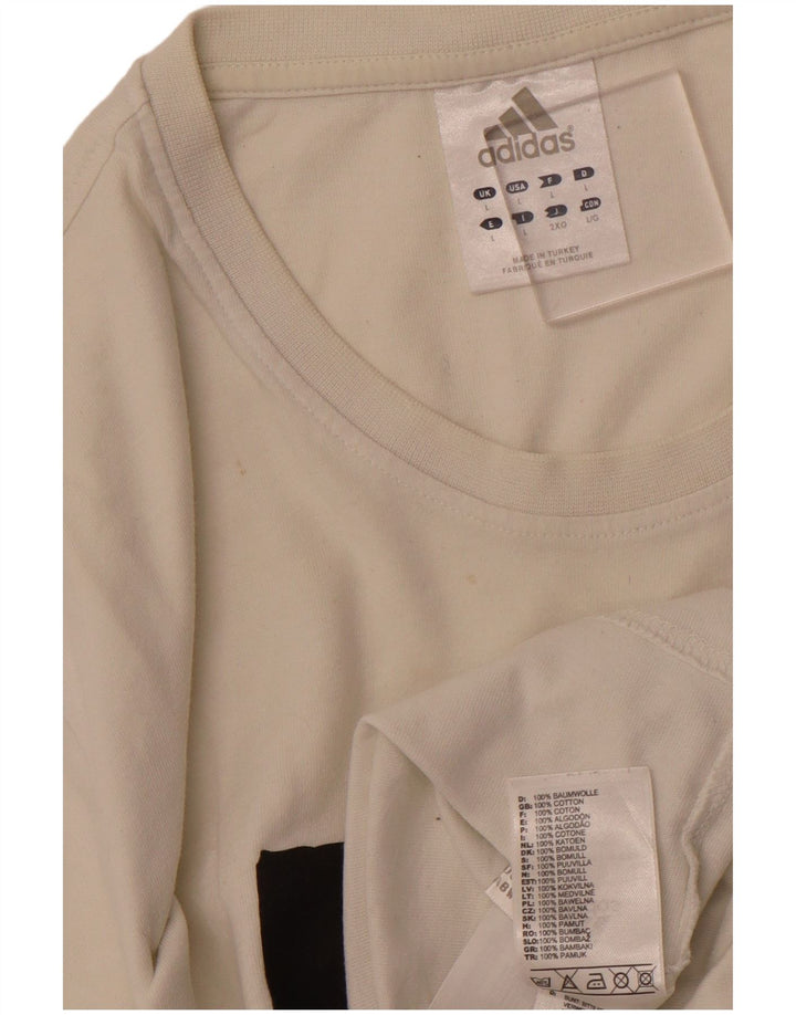 ADIDAS Мужская футболка с рисунком, большой белый хлопок