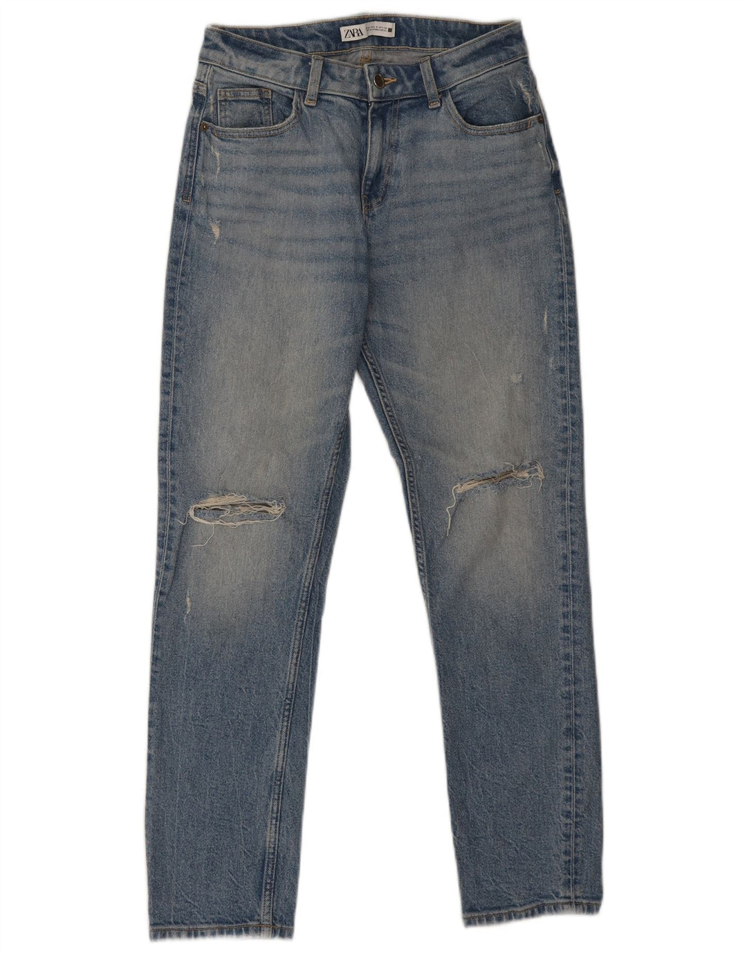 Женские потертые узкие джинсы Zara EU 36 XS W26 L28 синие