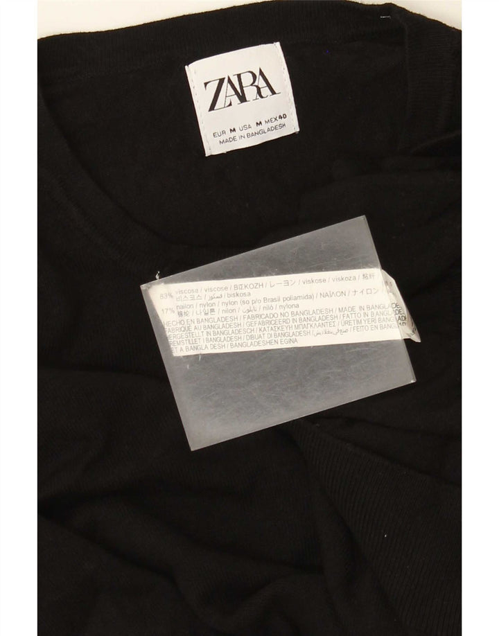 Мужской джемпер с круглым вырезом Zara, средний черный вискозный свитер