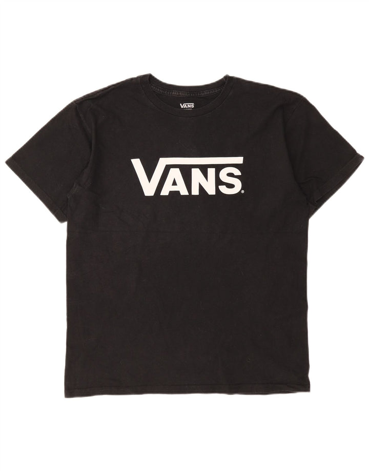 Мужская футболка с рисунком Vans, хлопковый топ среднего размера, черный