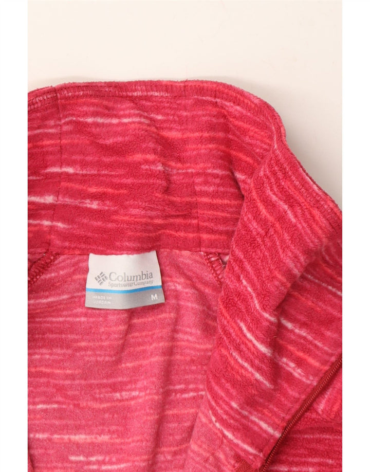 COLUMBIA Womens Zip Neck Fleece Jumper UK 12 Medium Red Flecked Polyester Vintage Columbia and Second-Hand Columbia from Messina Hembry 