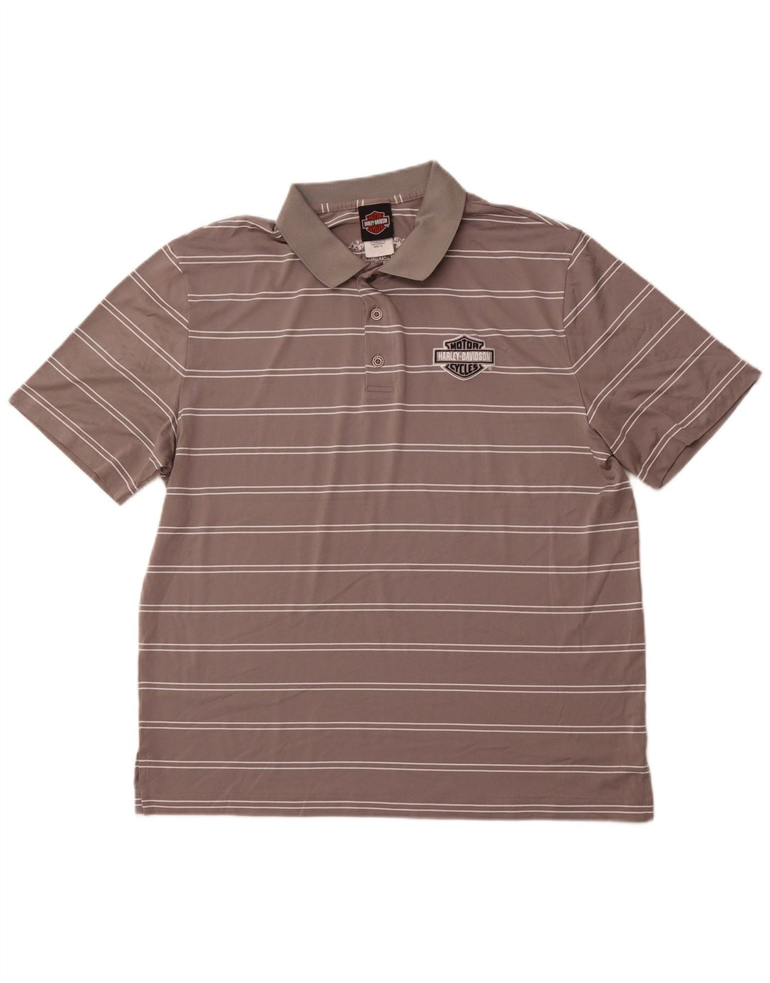 Мужская рубашка-поло HARLEY DAVIDSON XL, полиэстер серого цвета в полоску
