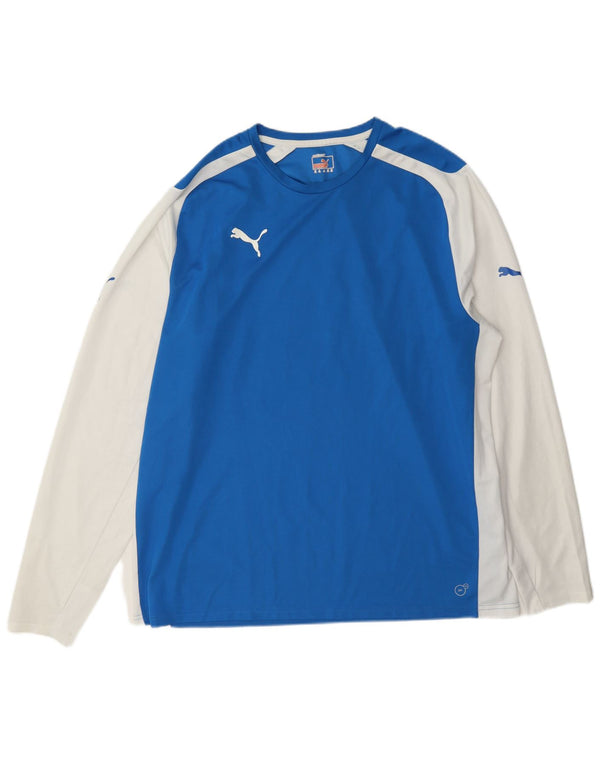 Мужской топ Puma с длинным рукавом 2XL синий с цветными блоками
