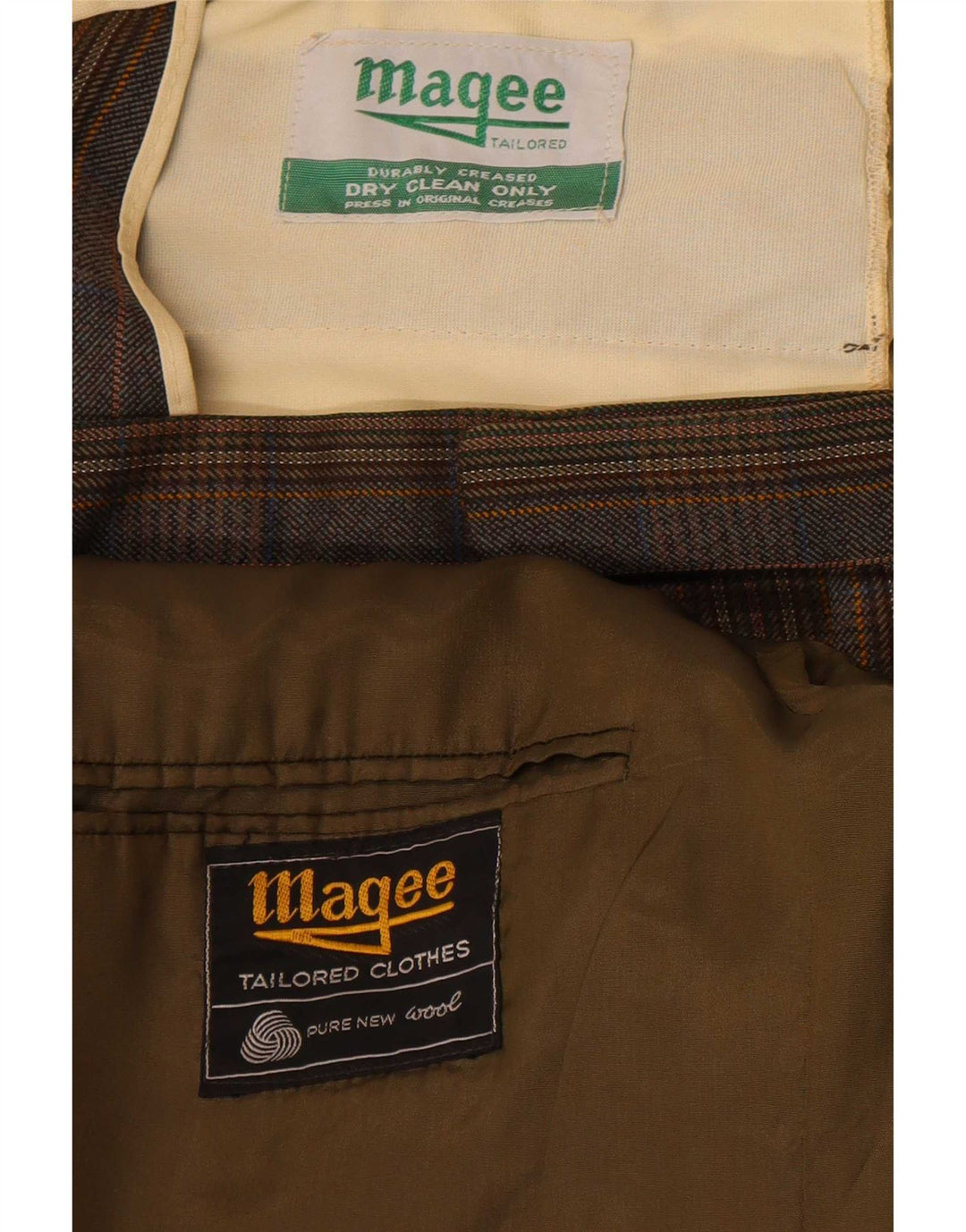 Мужской костюм Magee на двух пуговицах UK 38, средний W32 L32, коричневый в клетку из натуральной шерсти
