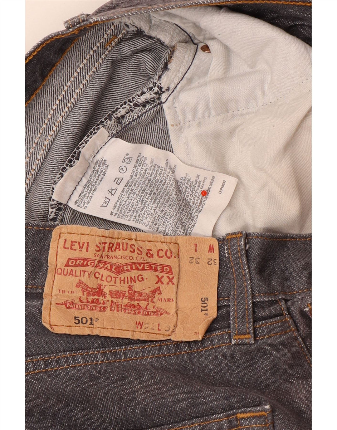Мужские прямые джинсы Levi's 501 W32 L32 серые, хлопок