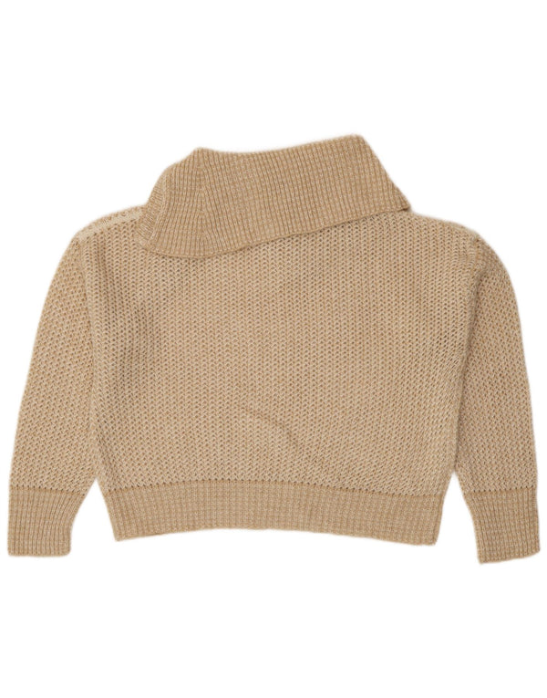 STEFANEL Женский свободный джемпер с воротником на пуговицах, Великобритания 16, большой бежевый