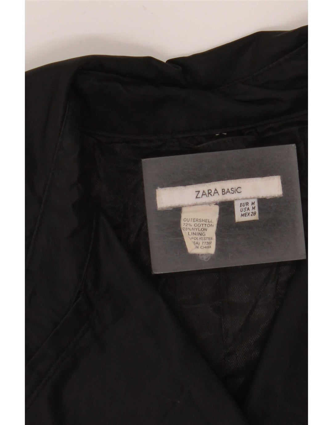 Женский тренч Zara UK 12, средний черный хлопок, черный