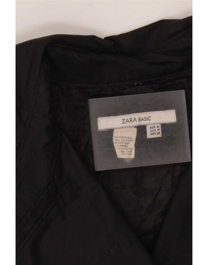 Женский тренч Zara UK 12, средний черный хлопок, черный