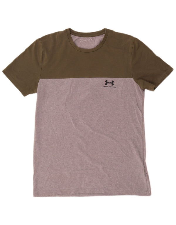 Мужская футболка с короткими рукавами и рисунком Under Armour, средний цвет хаки, цветные блоки